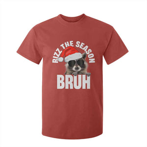 Funny Rizz Christmas Raccoon T Shirt For Kid Rizz The Season Bruh Santa Hat TS02 Red Print Your Wear