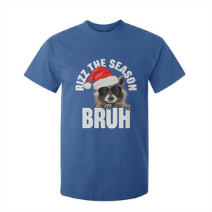 Funny Rizz Christmas Raccoon T Shirt For Kid Rizz The Season Bruh Santa Hat TS02 Royal Blue Print Your Wear