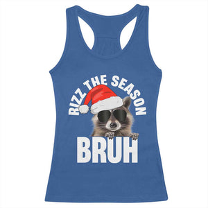 Funny Rizz Christmas Raccoon Racerback Tank Top Rizz The Season Bruh Santa Hat TS02 Royal Blue Print Your Wear