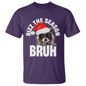 Funny Rizz Christmas Raccoon T Shirt Rizz The Season Bruh Santa Hat TS02 Purple Print Your Wear