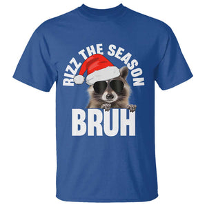 Funny Rizz Christmas Raccoon T Shirt Rizz The Season Bruh Santa Hat TS02 Royal Blue Print Your Wear