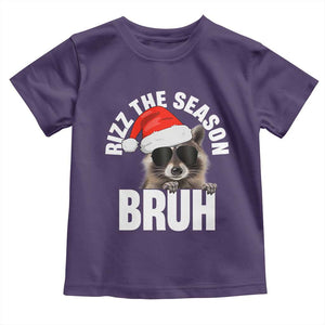 Funny Rizz Christmas Raccoon Toddler T Shirt Rizz The Season Bruh Santa Hat TS02 Purple Print Your Wear