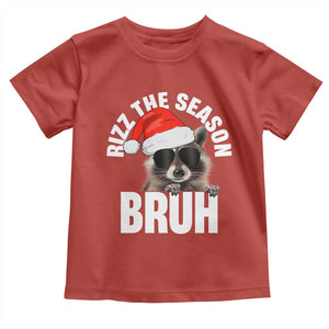 Funny Rizz Christmas Raccoon Toddler T Shirt Rizz The Season Bruh Santa Hat TS02 Red Print Your Wear