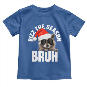 Funny Rizz Christmas Raccoon Toddler T Shirt Rizz The Season Bruh Santa Hat TS02 Royal Blue Print Your Wear