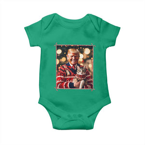 Christmas Trump With Cat Graphic Baby Onesie Classic Festive Xmas Vibe TS02 Irish Green Print Your Wear