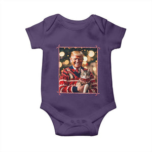 Christmas Trump With Cat Graphic Baby Onesie Classic Festive Xmas Vibe TS02 Purple Print Your Wear