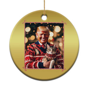 Xmas Trump With Cat Graphic Christmas Ornament Classic Festive Xmas Vibe TS02 Print Your Wear