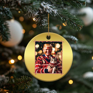 Xmas Trump With Cat Graphic Christmas Ornament Classic Festive Xmas Vibe TS02 Print Your Wear