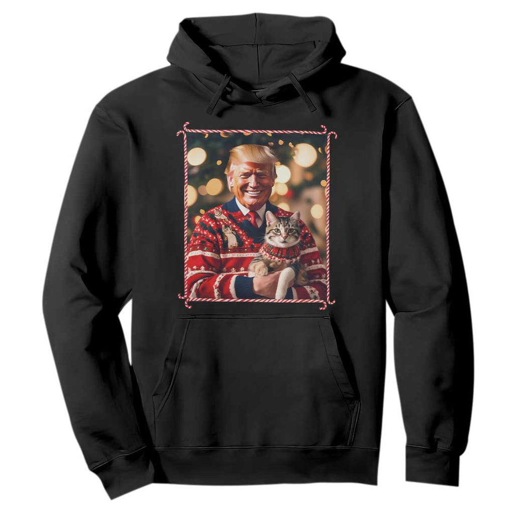 Christmas Trump With Cat Graphic Hoodie Classic Festive Xmas Vibe TS02 Black Print Your Wear