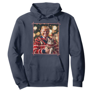 Christmas Trump With Cat Graphic Hoodie Classic Festive Xmas Vibe TS02 Navy Print Your Wear