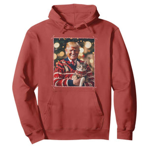 Christmas Trump With Cat Graphic Hoodie Classic Festive Xmas Vibe TS02 Red Print Your Wear