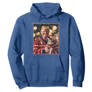 Christmas Trump With Cat Graphic Hoodie Classic Festive Xmas Vibe TS02 Royal Blue Print Your Wear