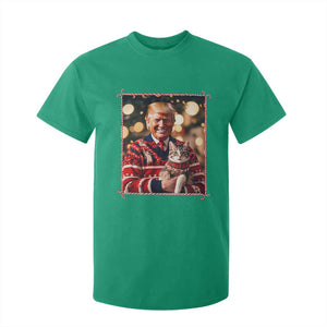 Christmas Trump With Cat Graphic T Shirt For Kid Classic Festive Xmas Vibe TS02 Irish Green Print Your Wear