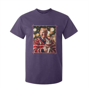 Christmas Trump With Cat Graphic T Shirt For Kid Classic Festive Xmas Vibe TS02 Purple Print Your Wear