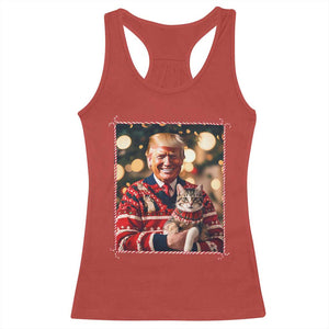 Christmas Trump With Cat Graphic Racerback Tank Top Classic Festive Xmas Vibe TS02 Red Print Your Wear