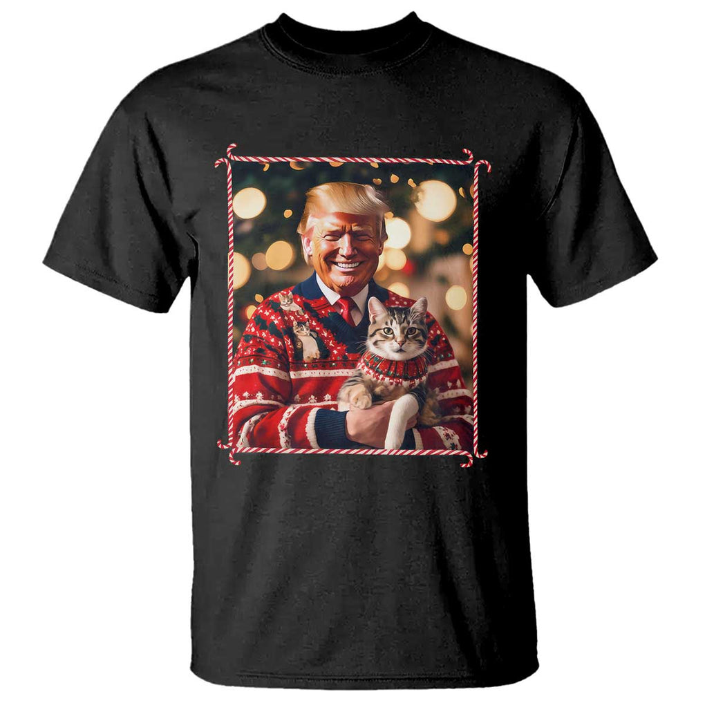 Christmas Trump With Cat Graphic T Shirt Classic Festive Xmas Vibe TS02 Black Print Your Wear