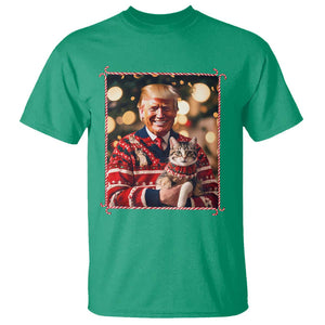 Christmas Trump With Cat Graphic T Shirt Classic Festive Xmas Vibe TS02 Irish Green Print Your Wear