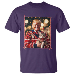 Christmas Trump With Cat Graphic T Shirt Classic Festive Xmas Vibe TS02 Purple Print Your Wear