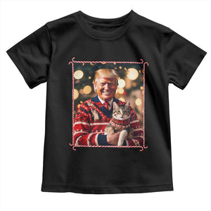 Christmas Trump With Cat Graphic Toddler T Shirt Classic Festive Xmas Vibe TS02 Black Print Your Wear