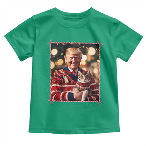 Christmas Trump With Cat Graphic Toddler T Shirt Classic Festive Xmas Vibe TS02 Irish Green Print Your Wear