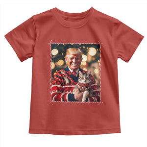 Christmas Trump With Cat Graphic Toddler T Shirt Classic Festive Xmas Vibe TS02 Red Print Your Wear