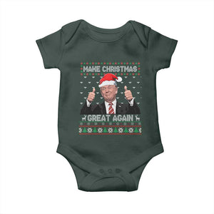 Christmas Trump Baby Onesie Make Christmas Great Again Santa Donald Ugly Sweater TS02 Dark Forest Green Print Your Wear