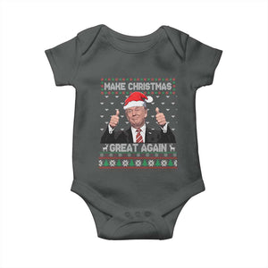 Christmas Trump Baby Onesie Make Christmas Great Again Santa Donald Ugly Sweater TS02 Dark Heather Print Your Wear