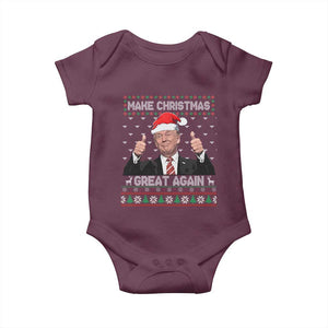 Christmas Trump Baby Onesie Make Christmas Great Again Santa Donald Ugly Sweater TS02 Maroon Print Your Wear