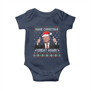 Christmas Trump Baby Onesie Make Christmas Great Again Santa Donald Ugly Sweater TS02 Navy Print Your Wear