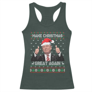 Christmas Trump Racerback Tank Top Make Christmas Great Again Santa Donald Ugly Sweater TS02 Dark Forest Green Print Your Wear