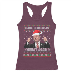 Christmas Trump Racerback Tank Top Make Christmas Great Again Santa Donald Ugly Sweater TS02 Maroon Print Your Wear