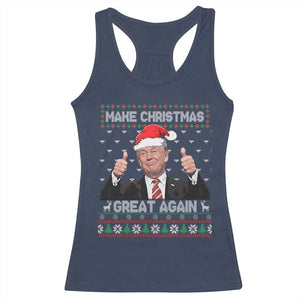 Christmas Trump Racerback Tank Top Make Christmas Great Again Santa Donald Ugly Sweater TS02 Navy Print Your Wear