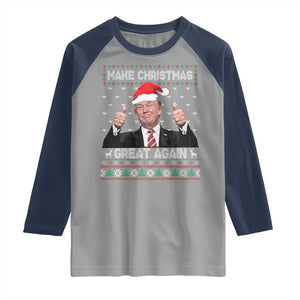 Christmas Trump Raglan Shirt Make Christmas Great Again Santa Donald Ugly Sweater TS02 Sport Gray Navy Print Your Wear