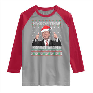 Christmas Trump Raglan Shirt Make Christmas Great Again Santa Donald Ugly Sweater TS02 Sport Gray Red Print Your Wear