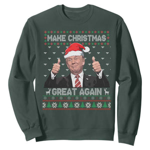 Christmas Trump Sweatshirt Make Christmas Great Again Santa Donald Ugly Sweater TS02 Dark Forest Green Print Your Wear