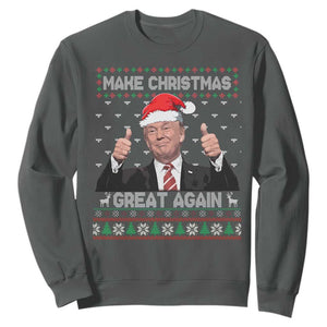 Christmas Trump Sweatshirt Make Christmas Great Again Santa Donald Ugly Sweater TS02 Dark Heather Print Your Wear