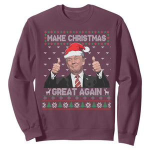 Christmas Trump Sweatshirt Make Christmas Great Again Santa Donald Ugly Sweater TS02 Maroon Print Your Wear