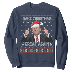 Christmas Trump Sweatshirt Make Christmas Great Again Santa Donald Ugly Sweater TS02 Navy Print Your Wear