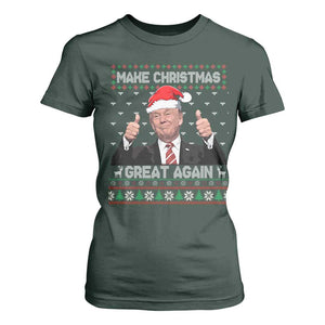 Christmas Trump T Shirt For Women Make Christmas Great Again Santa Donald Ugly Sweater TS02 Dark Forest Green Print Your Wear