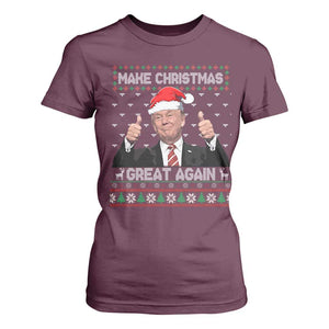 Christmas Trump T Shirt For Women Make Christmas Great Again Santa Donald Ugly Sweater TS02 Maroon Print Your Wear