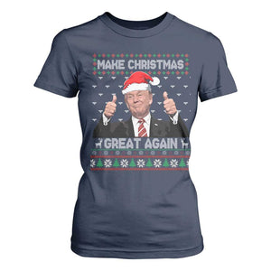 Christmas Trump T Shirt For Women Make Christmas Great Again Santa Donald Ugly Sweater TS02 Navy Print Your Wear