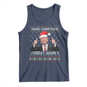 Christmas Trump Tank Top Make Christmas Great Again Santa Donald Ugly Sweater TS02 Navy Print Your Wear