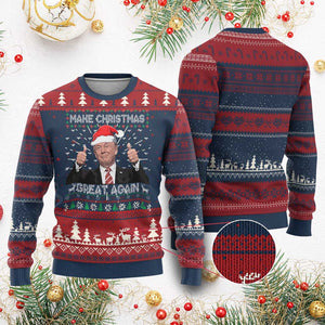 Xmas Trump Ugly Christmas Sweater Make Christmas Great Again Santa Donald Ugly Sweater TS02 Burgundy Print Your Wear