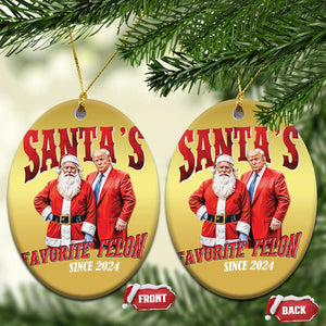 Xmas Trump With Santa Christmas Ornament Santa's Favorite Felon Since 2024 TS02 Oval Gold Print Your Wear