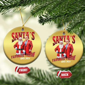 Xmas Trump With Santa Christmas Ornament Santa's Favorite Felon Since 2024 TS02 Circle Gold Print Your Wear