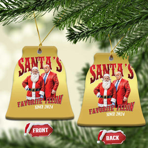 Xmas Trump With Santa Christmas Ornament Santa's Favorite Felon Since 2024 TS02 Bell Flake Gold Print Your Wear