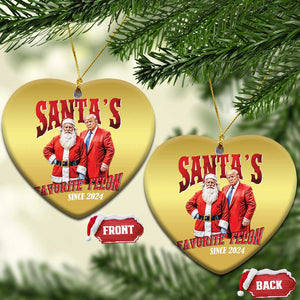 Xmas Trump With Santa Christmas Ornament Santa's Favorite Felon Since 2024 TS02 Heart Gold Print Your Wear