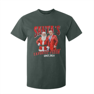 Christmas Trump With Santa T Shirt For Kid Santa's Favorite Felon Since 2024 TS02 Dark Forest Green Print Your Wear