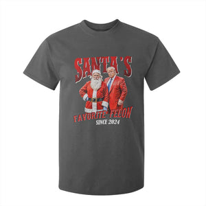 Christmas Trump With Santa T Shirt For Kid Santa's Favorite Felon Since 2024 TS02 Dark Heather Print Your Wear