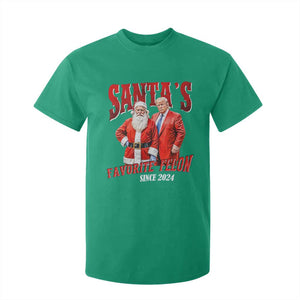 Christmas Trump With Santa T Shirt For Kid Santa's Favorite Felon Since 2024 TS02 Irish Green Print Your Wear